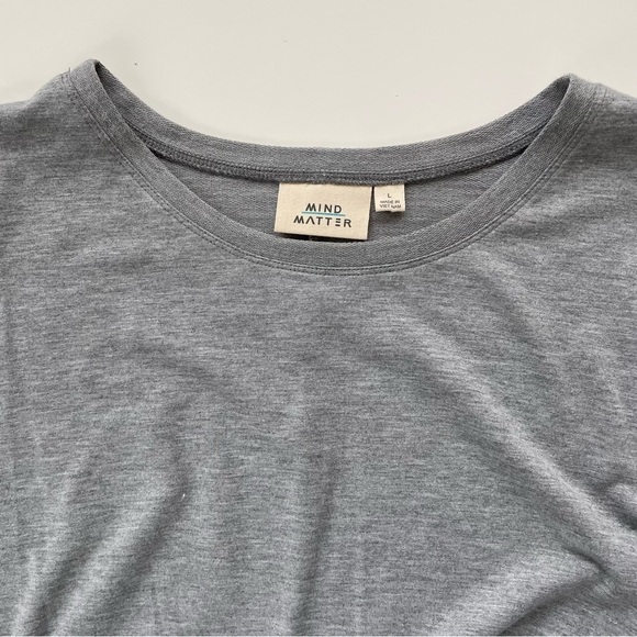 MIND/MATTER Gray Grey French Terry Long Sleeve Wrap MIDI Dress Size LARGE NWT - Picture 3 of 9